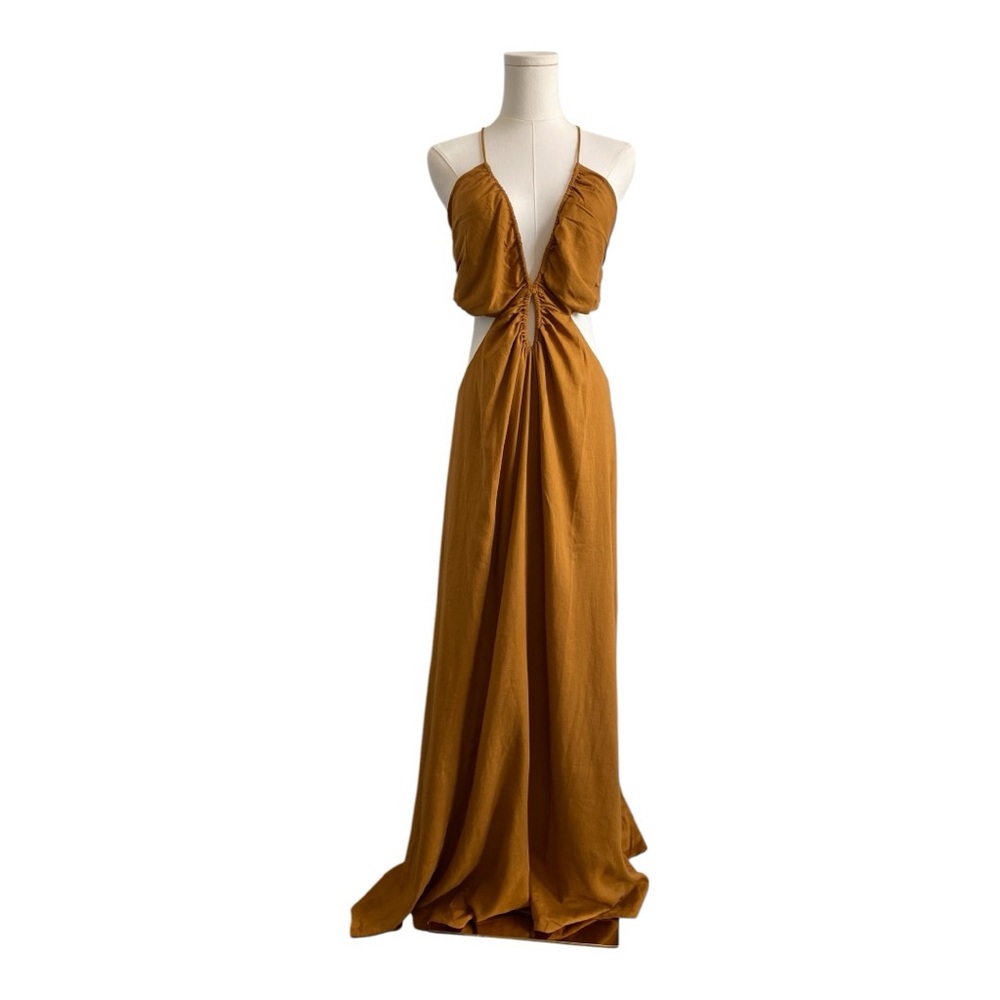 Banana Republic Womens Cut Out Flowy Maxi Dress Linen Blend Size 6 NEW NWT